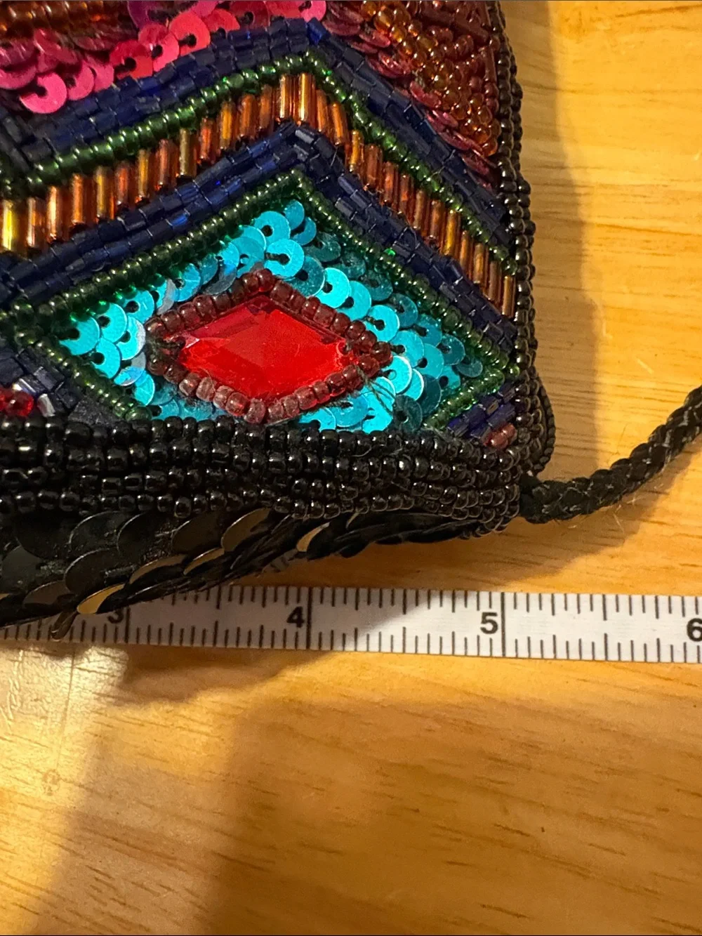 Beaded Multi-Color Geometric Crossbody Bag
